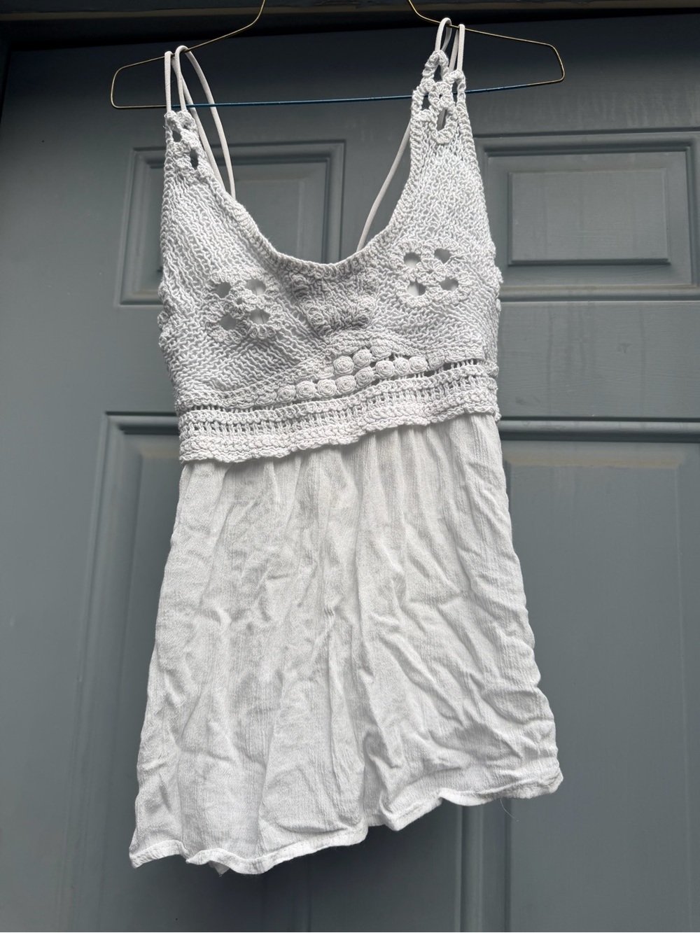 Rue21 White Crochet Bust Spaghetti Strap Tank